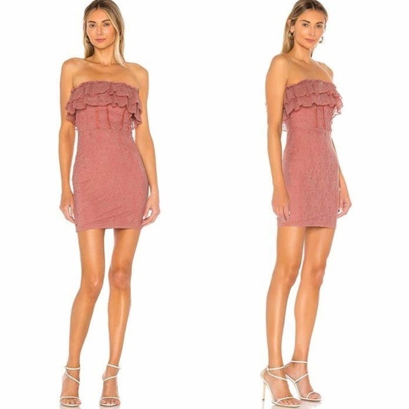 Revolve Majorelle CODA Pink Lace Strapless Corset Bodycon Mini Party Dress NEW - Picture 1 of 10